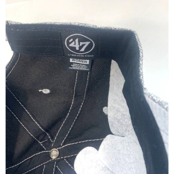 Las Vegas Raiders Womens 47 Clean Up Adjustable Silver Hat NWT Black Logo - Picture 8 of 11